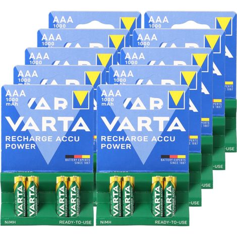 40x Varta Ready2Use AAA Micro Akku Ni-MH 1,2V 1000mAh (10x 4er Blister) (1/5)