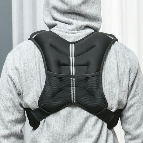 Gilet lesté de 5 kg. veste lestée. pour homme et femme. avec poche de rangement. tissu Oxford. sable métallique. noir