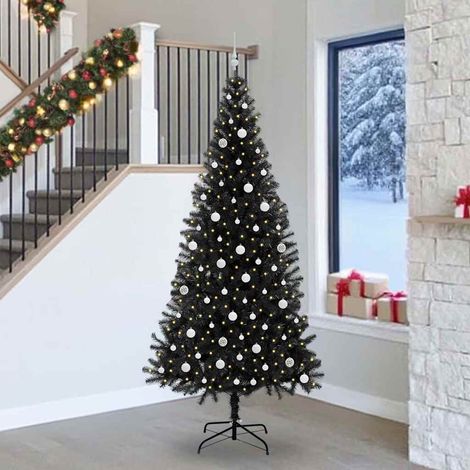 Weihnachtsbaum mit 300 LEDs mit Ständer Schwarz 240 cm PVC