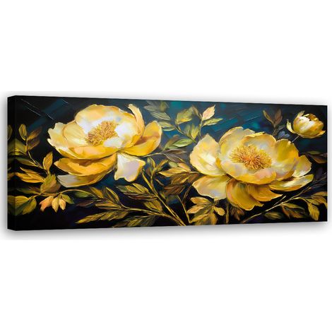 Tableau déco Pivoines jaunes Fleurs modernes 90x30 (1/5)