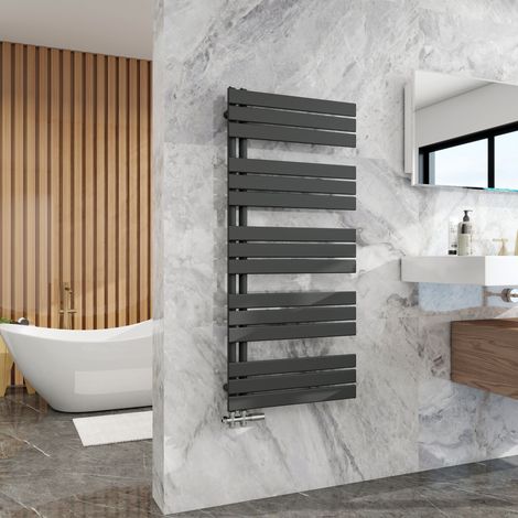 Duschparadies Design Badheizkörper Heizkörper 1320x600mm Flach Paneel Seitenanschlusss für Warmwasserbetrieb Anthrazit 886W (1/4)