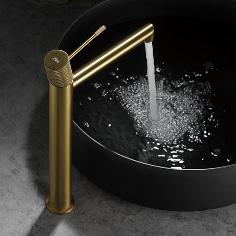 Imex - Grifo Monomando Lavabo Caño Alto Oro Serie Line