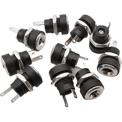 022B 3.5X1.3mm prise d'alimentation cc connecteur de prise femelle 2 broches de borne adaptateur de prise de montage sur panneau.(10Pcs)