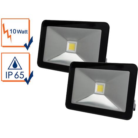 10 Watt LED Strahler 2er SET, 4000 Kelvin Neutralweiß, IP65, 9x13cm (1/4)