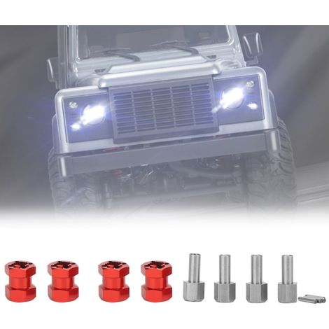 Adaptateur de moyeu hexagonal pour roue d'extension RC compatible avec D90, AX10, CC01, SCX10 et F350 (rouge) (1/5)