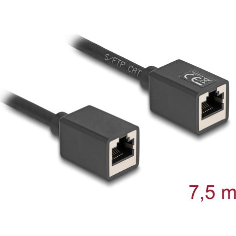 Delock Cable de extensiÃ³n de red RJ45 hembra a RJ45 hembra Cat.6A S/FTP 7,5 m negro
