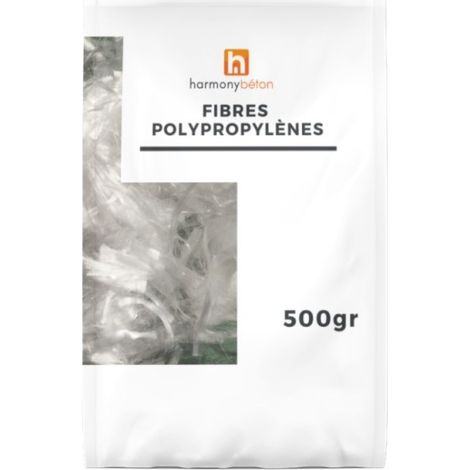 Harmony Beton – Fibres polypropylènes 12 mm pour béton – Renforcement chapes et mortiers – Prévention microfissures – 500 g pour 1 m³ (1/2)