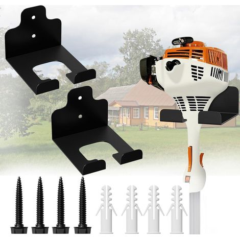 2 PCS Wall Mounted Grass Trimmer Rack, Heavy Duty Garden Tool Organizer for Garage Home Anti-Rust Storage (1/5)