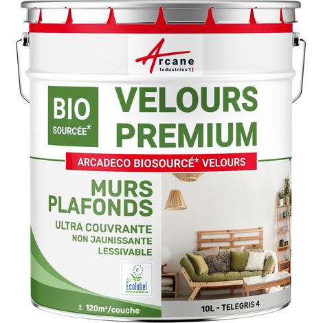 Peinture mur et plafond, satin, velours, biosourcée - 10 L (+ ou - 120m² par couche) Telegris 4 - RAL 7047 - ARCANE INDUSTRIES (1/5)