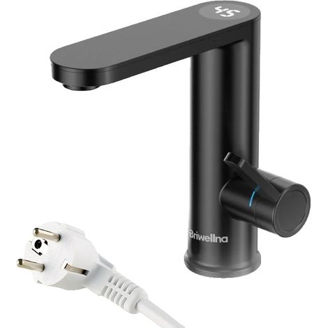 Grifo con calentador de agua, calentamiento instantáneo, control digital de temperatura, negro mate, UE (1/2)