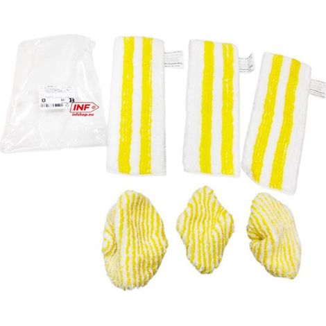 Accessoires pour Nettoyeur Vapeur Karcher SC1-SC5 SV7 - 3 Lingettes + 3 Housses en Maille - Noir Jaune (1/5)