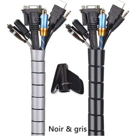 Pair (2 x 3 m) Flexibler Kabelkanal aus Polyethylen zum Ordnen oder Verstecken von Kabeln (2,2 cm und 1,6 cm) Kabelschutzrohr für Schreibtische, Computerkabelschutzrohr