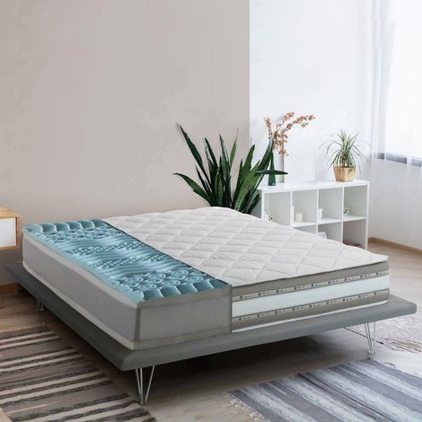 Talamo Italia Colchón individual Ursula, Colchón Memory Foam y Gel con 9 zonas diferentes, 100% Made in Italy, Antiácaros e hipoalergénico, cm 90x200h27, con embalaje reforzado (1/5)