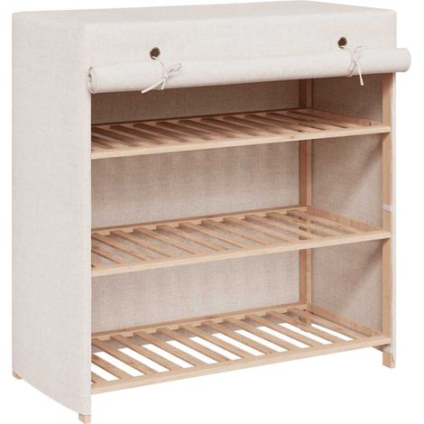 Schuhschrank mit Abdeckung Weiß 79 x 40 x 80 cm Stoff vidaXL
