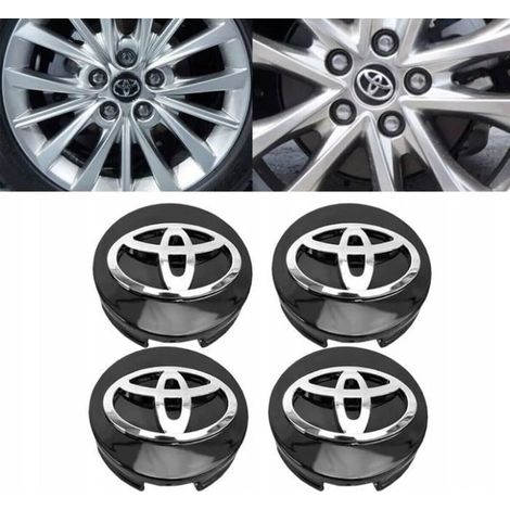 Centre de roue - Toyota - 4×OD62mm - Cache moyeux - Badge logo noir - Plastique ABS (1/2)