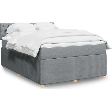Boxspringbett mit Matratze Hellgrau 160x200 cm Stoff
