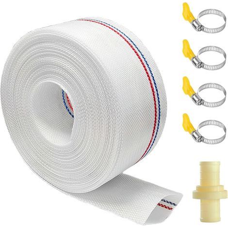 Tubo di scarico intrecciato da 32 mm (1 1/4 pollici) di diametro e 10 m di lunghezza, con 4 fascette stringitubo e raccordo in acciaio inox. Adatto per applicazioni industriali e da giardino. (1/5)