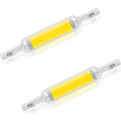 royaluxe -Lot de 2 ampoules LED à économie d'énergie r7s 10 W 78 mm intensité variable blanc froid 6000 - 6500 K, tube porte - lampe r7s à double extrémité, angle de faisceau 360. (1/5)