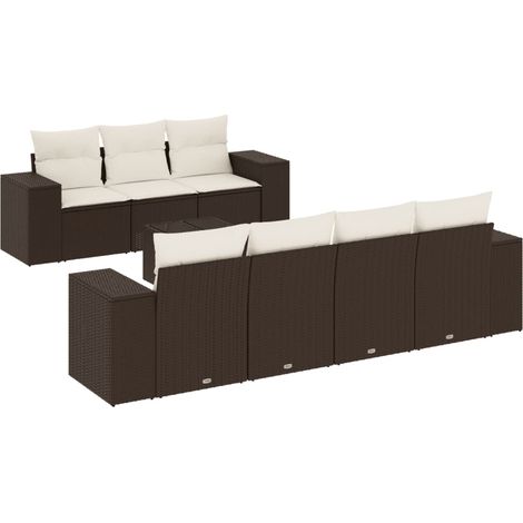Maison Exclusive - Set Divani da Giardino 8 pz con Cuscini Marrone in Polyrattan (1/5)