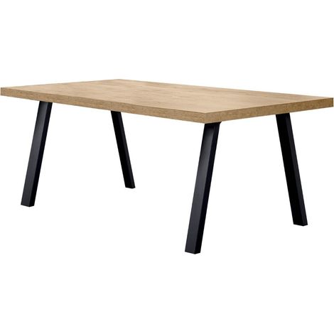 Table 170cm aspect chêne miel piètement A métal poudré noir - SÉLÈNE (1/5)