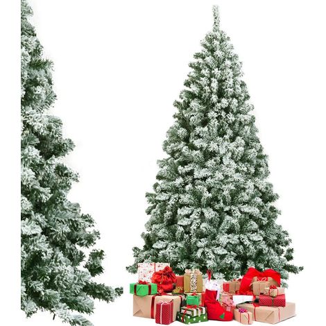 Costway – Sapin de Noël enneigé 230 cm – 1346 branches en PVC – Support métallique pliable – Arbre décoratif pour maison et magasin (1/5)