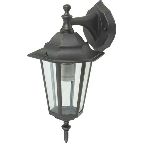 Aplique de Pared Exterior Negro Descendente 60W  Aluminio Fundido  IP44  Casquillo E27 (1/5)
