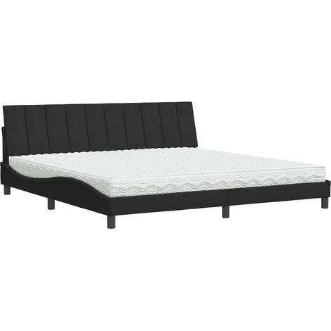 vidaXL Letto con Materasso Hanko Nero 200x200 cm in Velluto (1/5)