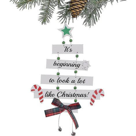 Décorations de Noël en bois, lettres décoratives amusantes en forme de sapin de Noël, articles de fête de Noël (1/5)