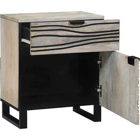 Table de chevet Cabinet de chevet Table de nuit avec tiroir Blanc et Noir 50 x 33 x 60 cm (1/5)