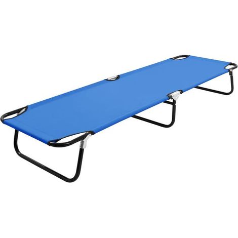 Chaise Longue Pliante en Acier, Bleu (1/5)