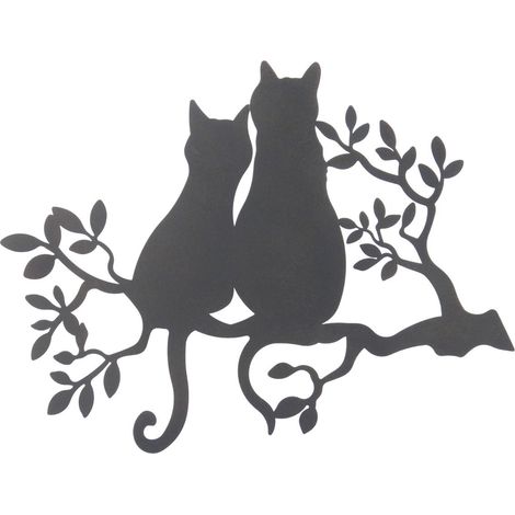 Adorno de pared gatos en rama de metal negro calado 50 cm (1/4)