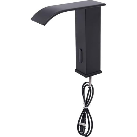 Robinet de à Capteur Automatique Chaud et Froid, Robinet sans Contact Infrarouge, Température Réglable 0 à 80℃, Idéal pour Cuisine, Salle de Bain, Hôtel (Noir) (1/5)