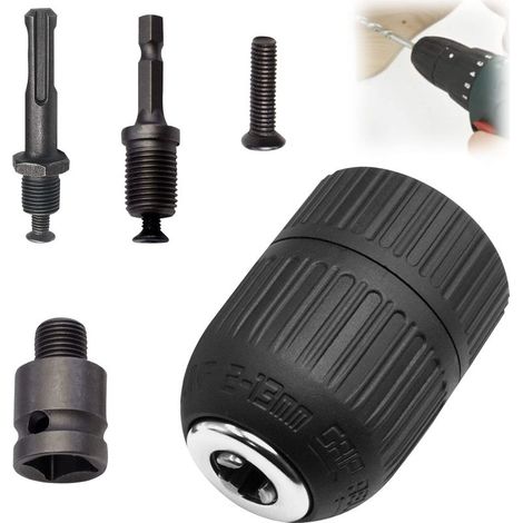 Lot de 5 Mandrin Perceuse pour Mandrin Sans Clé, Tariere sds, Adaptateur de Visseuse à Percussion,pour Outil Multifonction Rotatif (1/5)