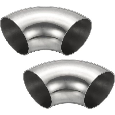 2pcs Coude À 90 Degrés Mandriné, 60mm OD En Acier Pour Échappement Raccord De Tuyauterie Inoxydable 304 Main Courante Escalier HVAC - 54 mm (1/5)