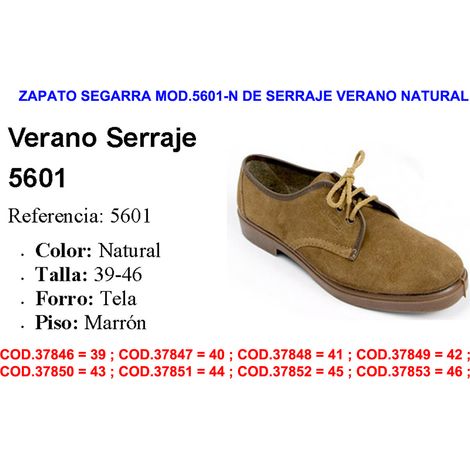 Scarpa estiva naturale in pelle scamosciata Segarra 5601-N taglia 42