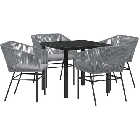 Ensemble de salle à manger pour jardin 5 pcs,Salon de jardin Gris Poly rotin CFW59655 (1/5)