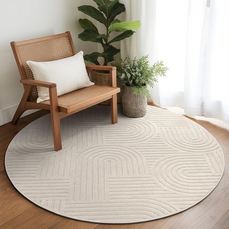 Tapis de Salon Rond 160 cm, Grand Shaggy Tapis Chambre Antidérapant Lavable en Machine, Ne Perd Pas Ses Poils, Moelleux Moderne Moquette Chambre pour Salon, Chambre à Coucher (1/5)