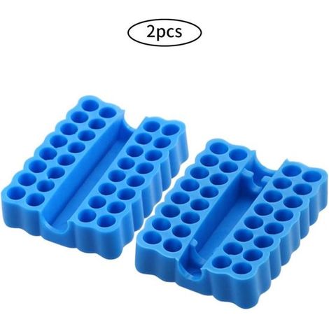 Organisateur d'embouts de tournevis - Rangement pour embouts hexagonaux - Rangement d'outils - Design compact - Lot de 2 - Bleu (1/2)