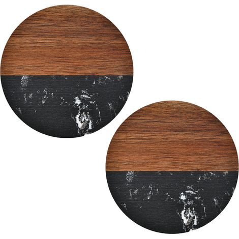Sous-verre - Marbre et Bois d'Acacia - Diamètre 100 mm Épaisseur 8 mm - Pour Tasses à Thé et Cafés - Lot de 2 (1/5)