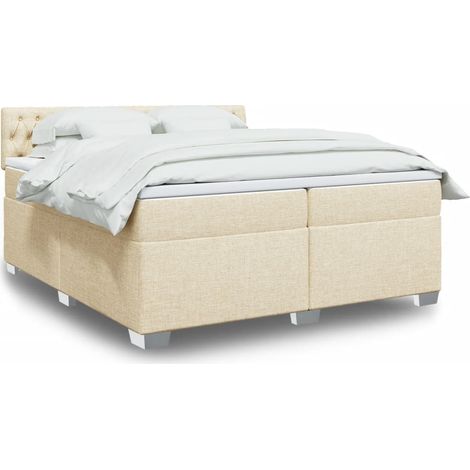 Boxspringbett mit Matratze Creme 200x200 cm Stoff vidaXL (1/5)