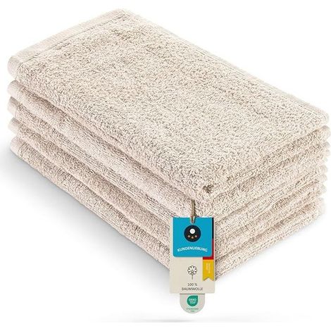 Towels – Cotton – (5 Guest Towels 30 x 50 cm, Beige) (1/4)