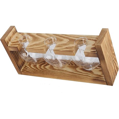 Pot de fleurs innovant avec cadre en bois vintage, vase de table transparent, décoration intérieure (3 bouteilles en forme de cœur) (1/5)