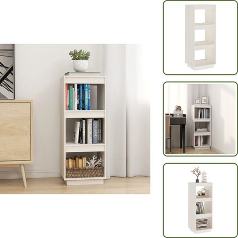 Bibliothèque/Séparateur de pièce blanc 40x35x103 cm pin massif - Bibliothèque Blanche - Bibliothèque En Bois - Étagère Murale - Meuble Rangement - Séparateur De Pièces (1/5)