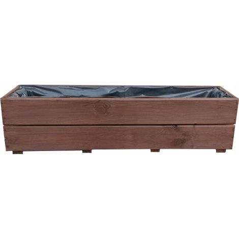 Blumentopf für Balkon, Fensterbank, rechteckiger Holztrog, Palisander 90x18 D27 (1/5)