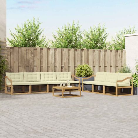 vidaXL Outdoor-Sofagarnitur 8 pcs Weiß und Creme (1/5)