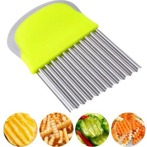 Couteau ondulé en acier inoxydable pour légumes et fruits – Coupe pomme de terre, carottes, courgettes – Lame tranchante ergonomique (1/5)