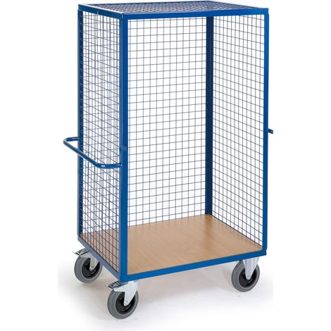 Rollcart Gitter-Regalwagen mit Schiebegriff und Grundboden 1215x800mm im Buchedekor
