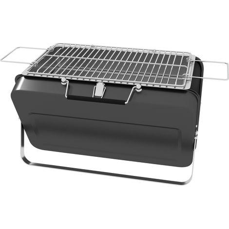 Mini barbecue à charbon BBQ portable avec coque de valise barbecue de table pliable pour jardin, camping, pique-nique noir (1/5)