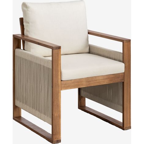 Pack de 4 sillas de jardín con reposabrazos en madera de acacia Nayely SKLUM             