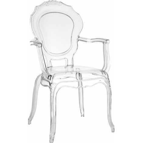 Fauteuil transparent Queen Louis Ghost – Chaise empilable design – Charge max 120 kg – Facile à nettoyer (1/5)